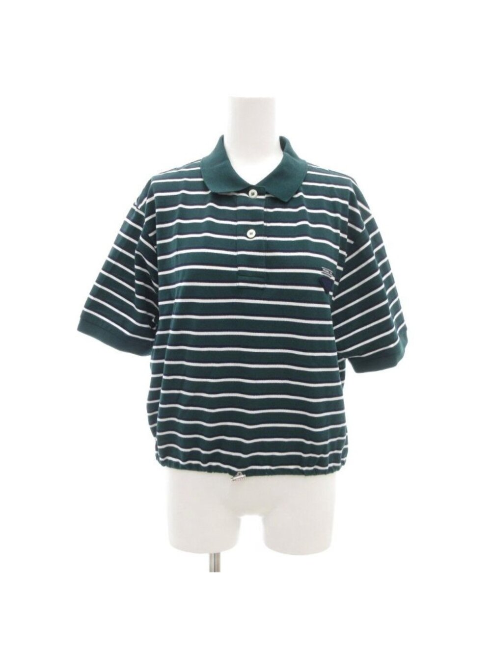 Prada Cropped Polo Shirt Cotton Pique Short Sleeve Border Triangle Logo Patch